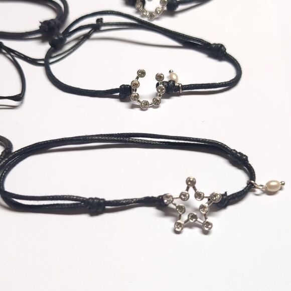 Set of 7 Black Adjustable Slider Bracelets - Picture 2 of 6